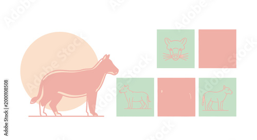 Stylized illustration of a dog with a soft color palette.