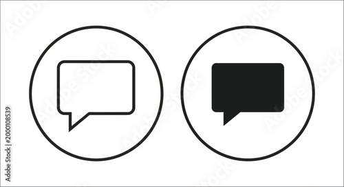speech bubble icons in circles black and white