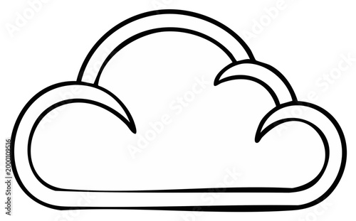 Simple line art drawing of a cloud symbol, representing weather and data storage.