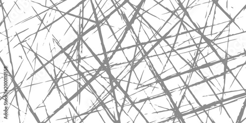 Abstract chaotic grey line pattern vector graphic featuring intersecting scratches and angular marks isolated on white background for gritty and urban design textures