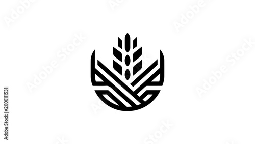 reate logo for a baisakhi in black and white colors minimal logo vector, Farm Growth Icon Plant Development Vector Image, Elegant Black and White Emblem A stylized depiction of a wheat stalk rising fr