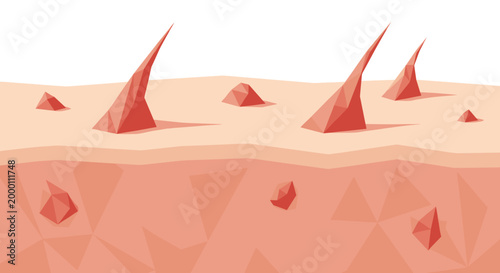 Illustration of skin with geometric red hives on a light background, showcasing a stylized depiction of skin irritation with angular shapes, (1)