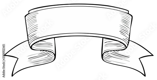 Classic Hand Drawn Banner Ribbon Element for Text or Decoration
