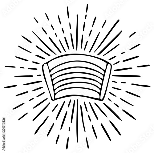 Stylized Crown with Rays Handdrawn Design Symbol of Nobility and Power