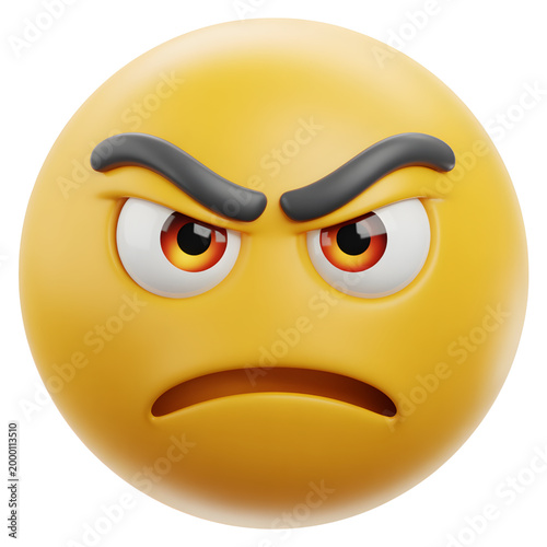 Angry Yellow Emoji Face with Black Eyebrows