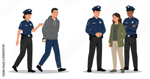 illustration of police catching a criminal