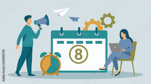 Business communication, planning, and task scheduling illustration