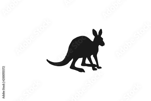 Kangaroo silhouette side view isolated on white background