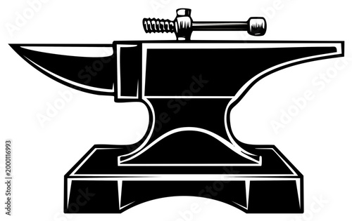 Blacksmith anvil and hammer icon illustration