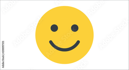 Smiling face icon yellow emoticon with black eyes and mouth