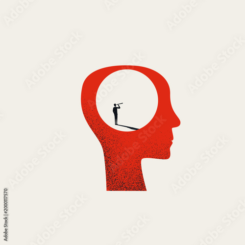 Business visionary leader mindset, vector concept. Symbol of ambition, ideas, creativity, thinking. Minimal eps10 illustration
