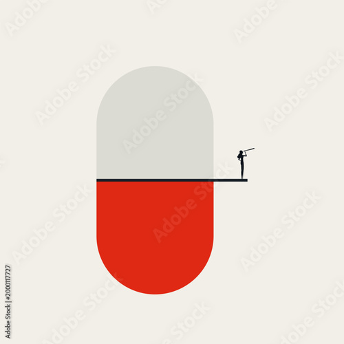 Medical and drug research vector concept. Symbol of healthcare, science, future, medicine. Minimal design eps10 illustration.