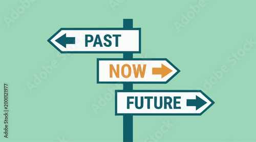 Directional Signpost Indicating Past, Present, and Future Choices