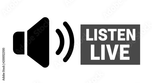Speaker Icon and "Listen Live" Text - Audio Broadcast and Streaming Concept