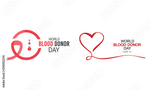 World blood donor day awareness heart and blood drop silhouette illustration