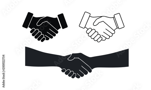 Handshake silhouette icon set agreement partnership and collaboration visuals