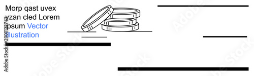 Finance, savings, investment, wealth management, economy, monetary system. Stack of coins alongside linear design. Finance and savings concept in the image