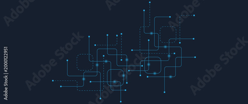 Abstract digital AI circuit board background with tech icons. Digital technology motherboard texture design. Engineering circuit board concept for poster, header, banner, website, presentation