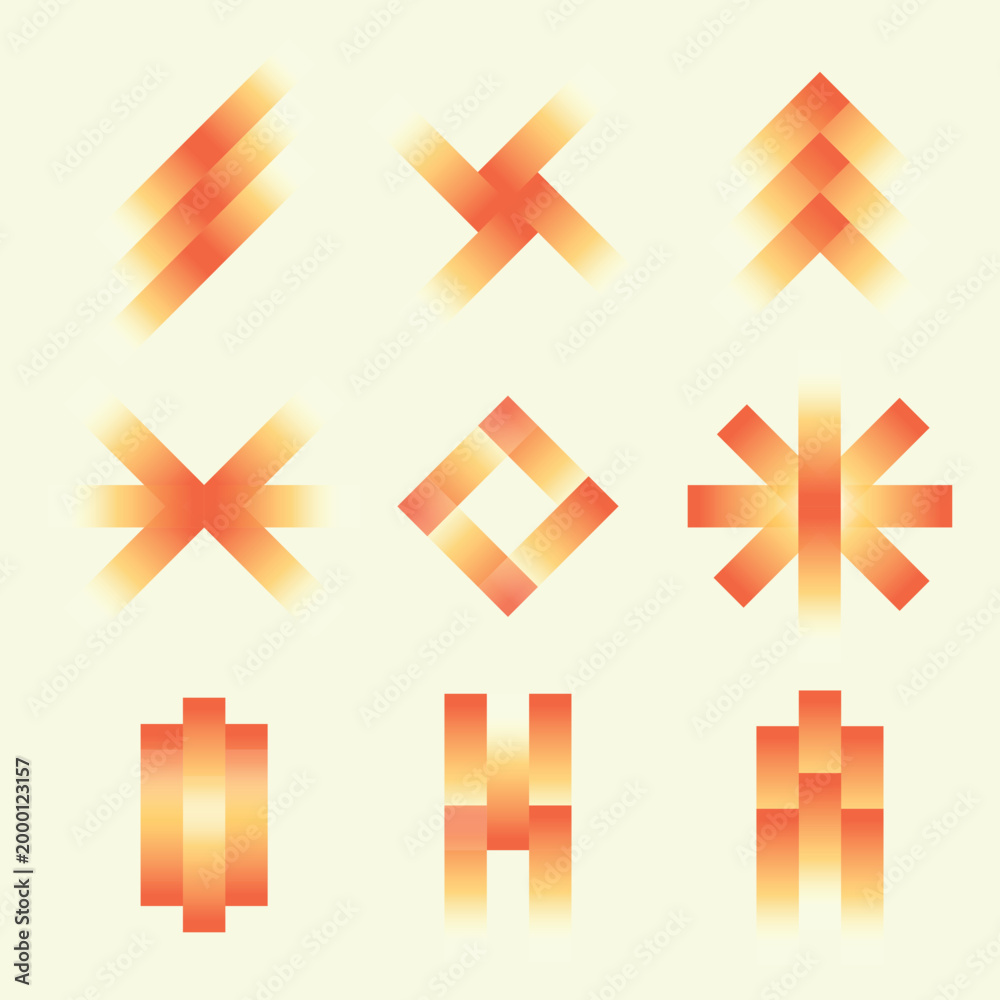 Fototapeta premium Orange Gradient Geometric Symbols Abstract Background with Copy Space
