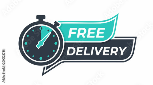 Free Delivery Service Icon with Stopwatch for Fast Shipping Promotion
