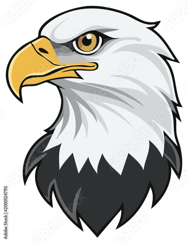 Majestic bald eagle head profile illustration strong gaze powerful bird of prey icon