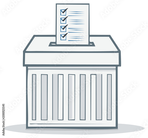 Hand drawn illustration of a ballot box with a checklist paper in an election voting concept