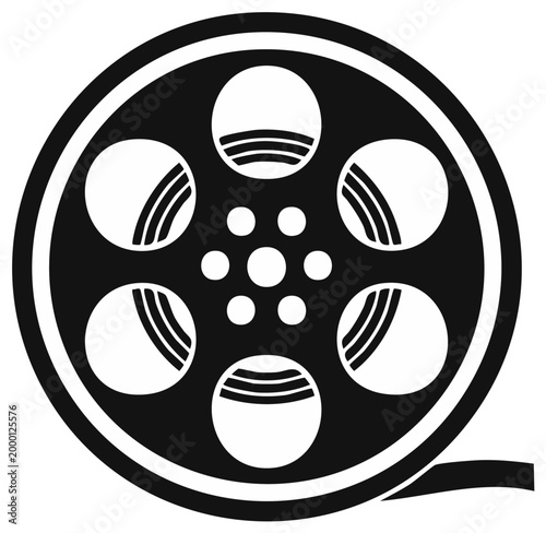 Film Reel Silhouette Round Movie Spool Old Cinema Roll Black and White