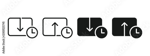 Upload Time Icon. Download History Symbol. File Transfer Tracking and Activity Log. Vector Illustration