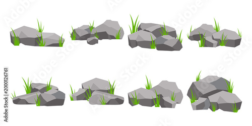 Rock with Grass Illustration