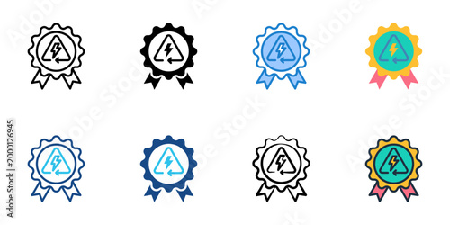 Renewable badge icons set multiple style collection. Editable stroke 
