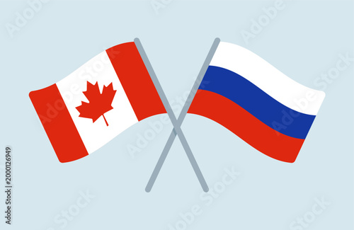 Vector Canada and Russia Flags Illustration
