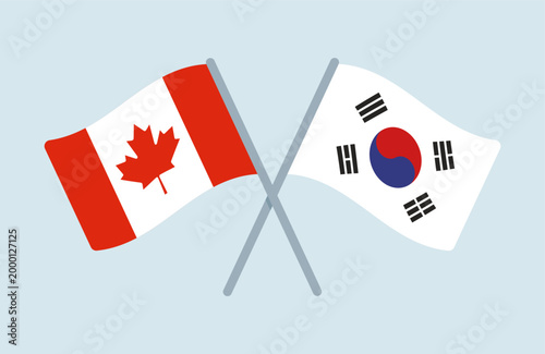 Vector Canada and South Korea Flags Illustration