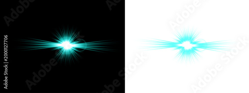 Dynamic teal light effect abstract burst of energy and glowing lines isolated on transparent background. PNG
