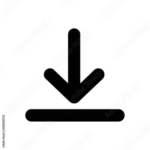 Black download icon with a downward arrow and a horizontal line