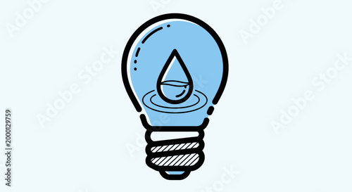 Light bulb with water drop inside symbolizing ideas.