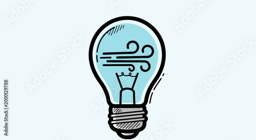 Light bulb with wind symbol representing fresh ideas.