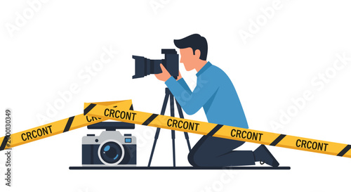 Photographer with Camera Capturing Action On Set.