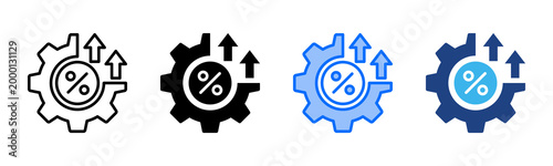 Utilization Rate icon set multiple style collection