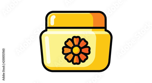 Cartoon Honey Jar with Flower.