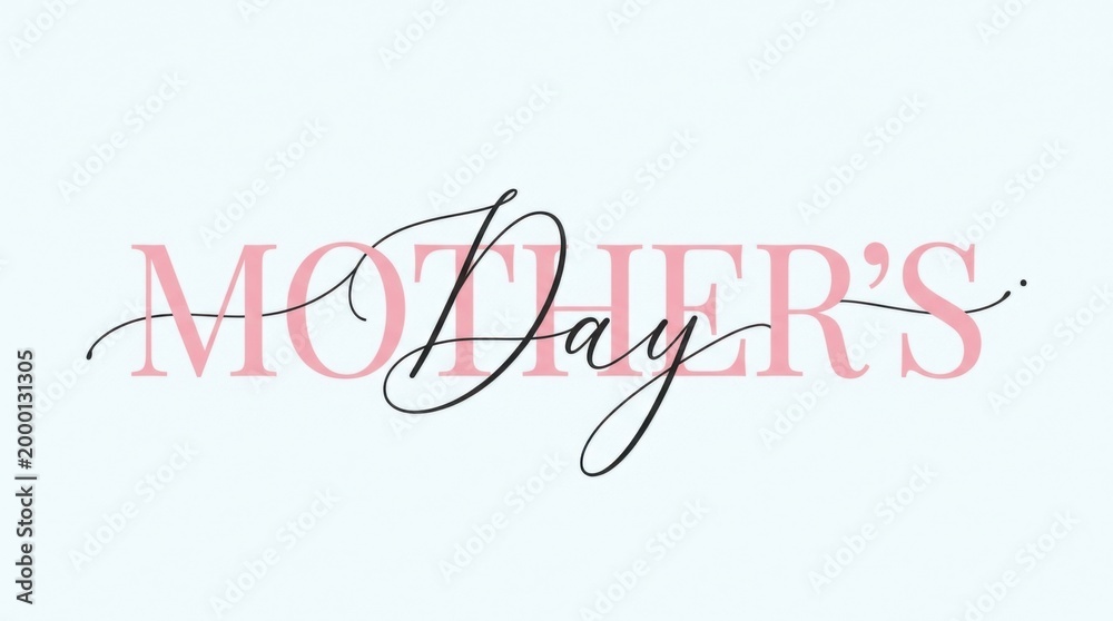 Fototapeta premium Modern Script Mother's Day Typography on Clean Light Blue Background