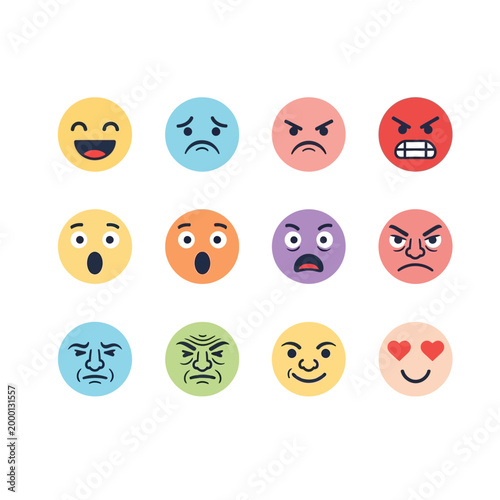 Diverse Emoji Emotions Collection: Joy, Sadness, Anger, Surprise, Love, Confusion