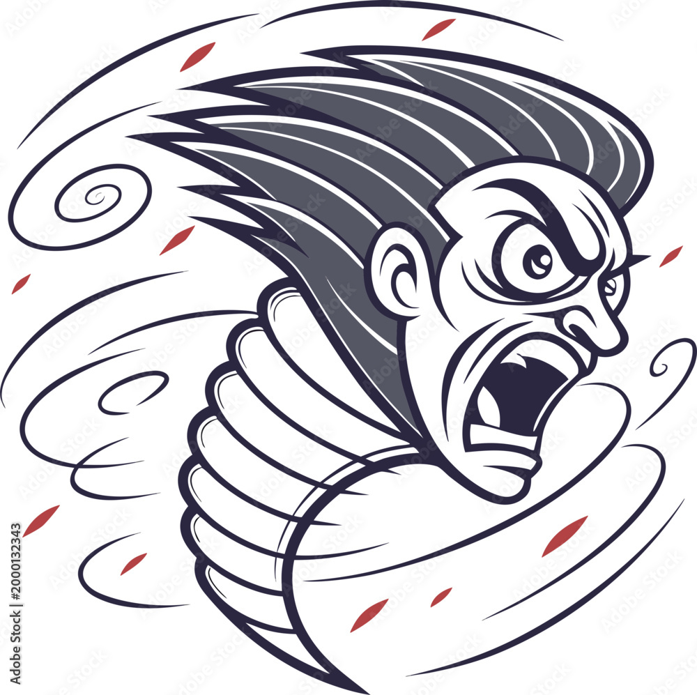 Obraz premium angry man in tornado vector illustration