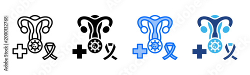 Cervical Cancer icon set multiple style collection