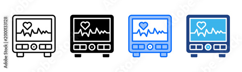 Ekg icon set multiple style collection