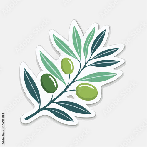 Stylized Olive Branch with Green Olives