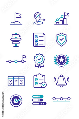 Vector image flag bell simple checkpoint panel milestone project badge generation progress
