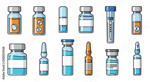 Medical vials and syringes for injection.