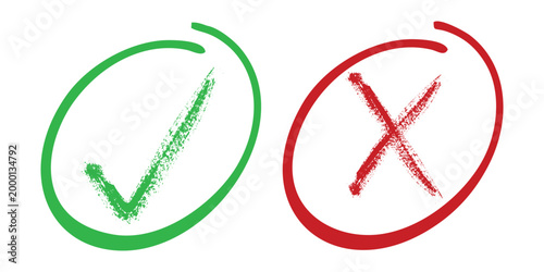 Checkmark icon collection. Check tick and cross symbols for validation, Checked check box sign.