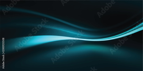 A digital art wallpaper featuring an abstract blue background with flowing wavy lines and glowing fractal curves that create a motion of energy in a swirling light design