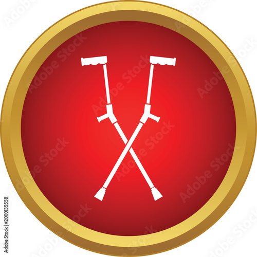 Crutches indicating health support and assistance for injuries in a simple icon